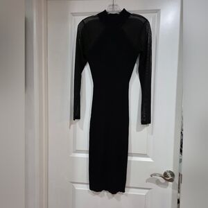 Almost Famous Black Long Sleeve Sweater Dress